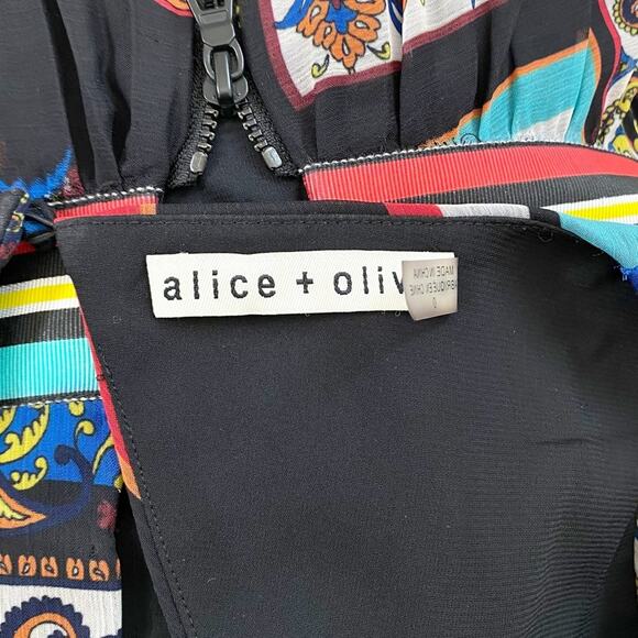 Alice + Olivia Cheney Slit Sleeve Pleated Maxi Dress in Royalty Paisley Size 0 - Picture 6 of 9